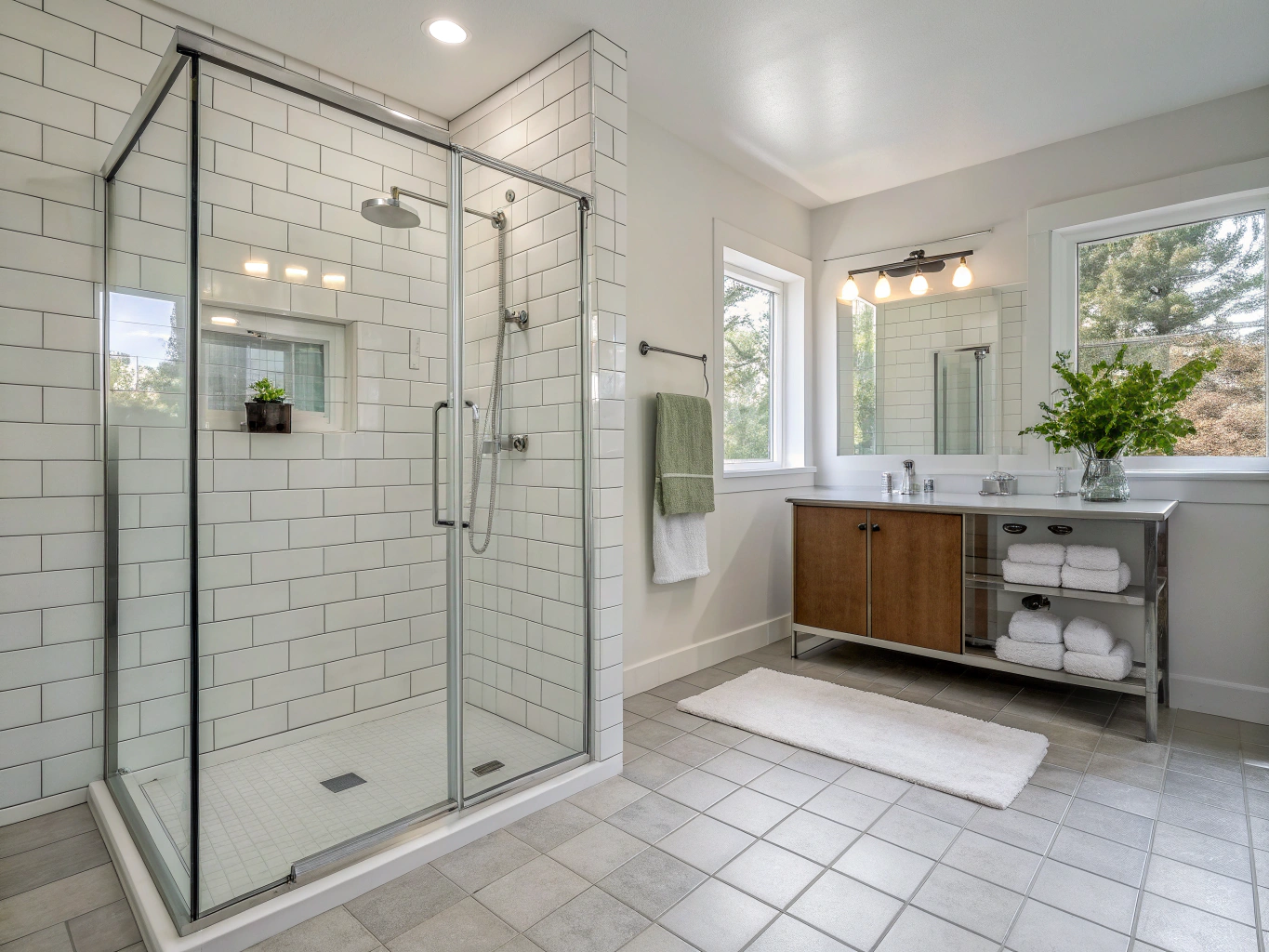 Modern bathroom plumbing fixture and clean faucet installation