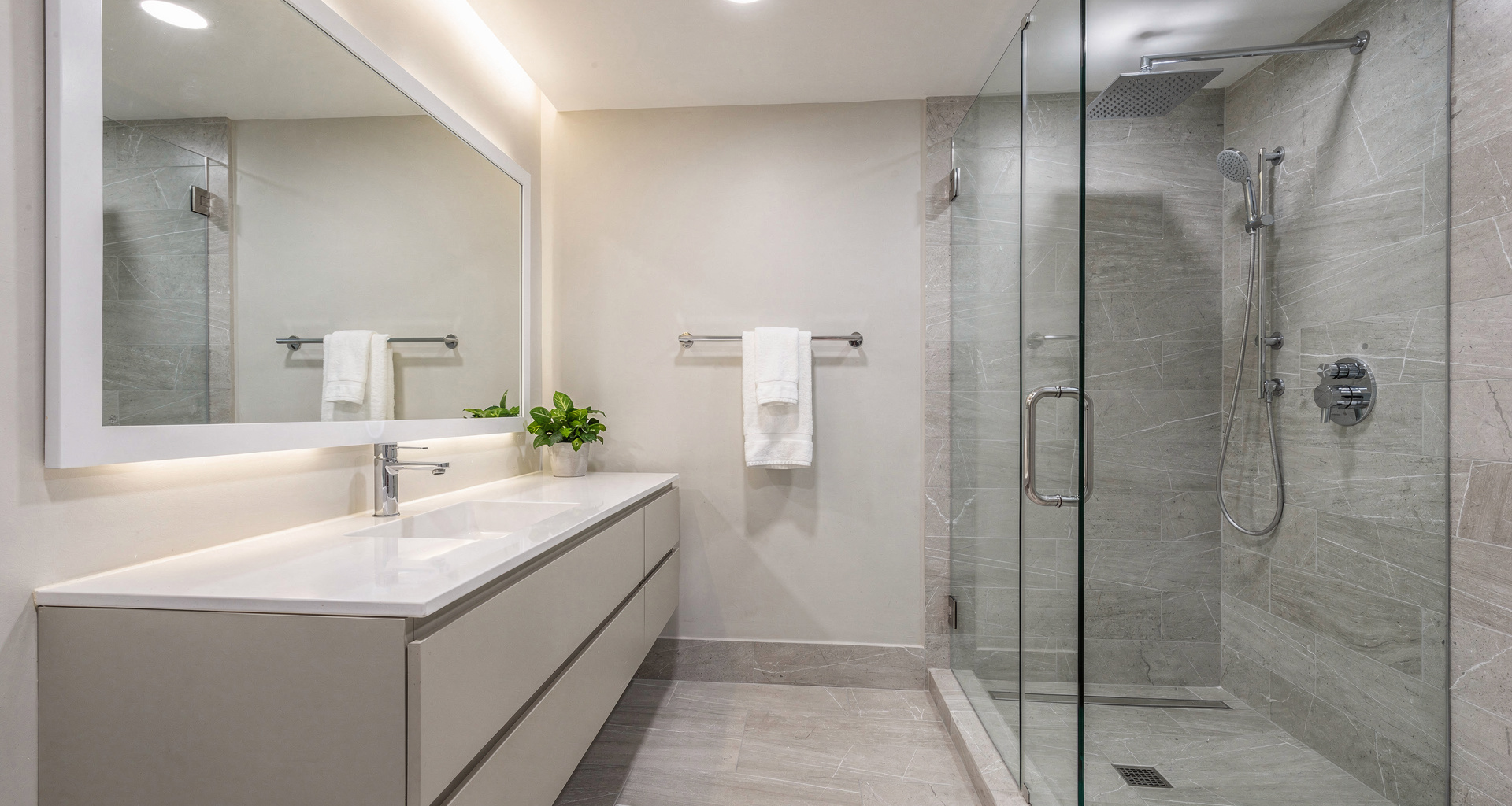 Modern clean bathroom plumbing fixture installation