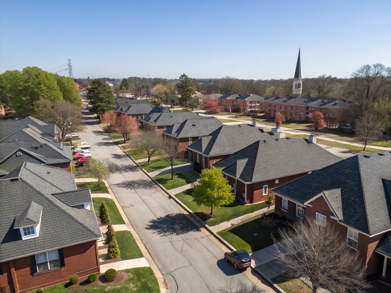 Tree-lined residential neighborhood in Fayette County, Georgia
