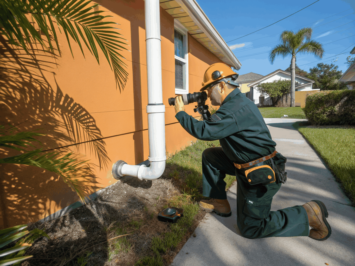Licensed technician inspecting plumbing lines in Peachtree City